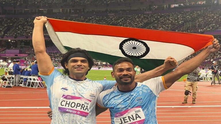 Neeraj Chopra won gold in Asian Games 2023, Kishore Jena won silver.